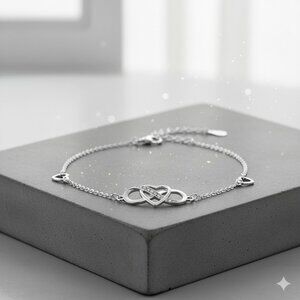 925 Sterling Silver Heart Bracelet, Elegant Adjustable Design